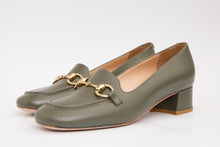 Load image into Gallery viewer, The Delhi Green Leather Block Heel Pump Women Shoe