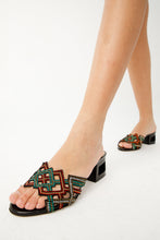 Load image into Gallery viewer, The Palma Black Glitter Leather Block Heel Women Sandal