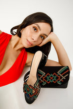Load image into Gallery viewer, The Palma Black Glitter Leather Block Heel Women Sandal