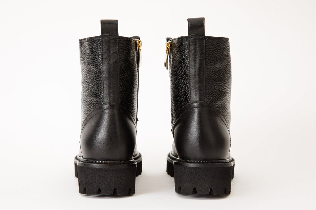 The Belgrad Black Leather Lace-Up Ankle Women Boot With a Side Zipper Final Sale!