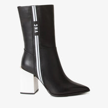 Load image into Gallery viewer, The Loretto Black Leather Block Heel Mid Calf Women Boot
