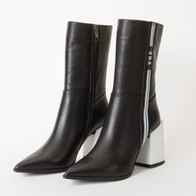 Load image into Gallery viewer, The Loretto Black Leather Block Heel Mid Calf Women Boot