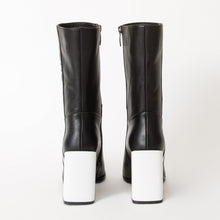 Load image into Gallery viewer, The Loretto Black Leather Block Heel Mid Calf Women Boot