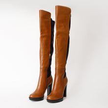 Load image into Gallery viewer, The Sao Paulo Tan Leather Knee High Platform Heel Women Boot
