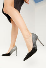 Load image into Gallery viewer, The Bago Black &amp; Silver Glitter Leather Pump Women Shoe