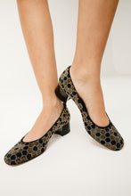 Load image into Gallery viewer, The Doha Gold &amp; Black Glitter Leather Block Pump Women Shoe