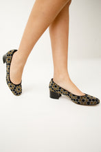 Load image into Gallery viewer, The Doha Gold &amp; Black Glitter Leather Block Pump Women Shoe