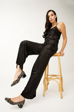 Load image into Gallery viewer, The Doha Gold &amp; Black Glitter Leather Block Pump Women Shoe