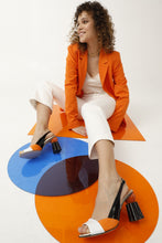 Load image into Gallery viewer, The Rize Black &amp; Orange Pumpkin Heel Leather Women Sandal