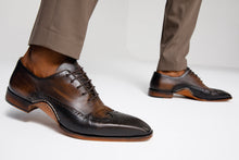 Load image into Gallery viewer, The Royal Hand Craft Black &amp; Brown Wingtip Oxford Men Shoe