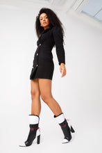 Load image into Gallery viewer, The Lucca Black &amp; White Leather Mid Calf High Heel Women Boot Limited Edition