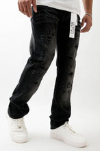 Load image into Gallery viewer, Premium Disaster Super Stretch Straight Fit Denim Jeans - Washed Black