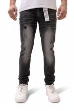 Load image into Gallery viewer, Premium Disaster Classic Skinny Stretch Denim Jeans - Black Stone