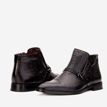 Load image into Gallery viewer, The Dallas Black Leather Bit Ankle Zip-Up Dress Men Boot