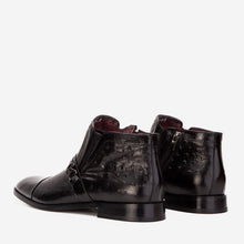 Load image into Gallery viewer, The Dallas Black Leather Bit Ankle Zip-Up Dress Men Boot