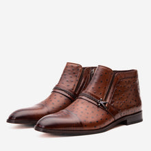 Load image into Gallery viewer, The Dallas Tan Leather Bit Ankle Zip-Up Dress Men Boot