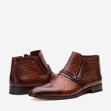 Load image into Gallery viewer, The Dallas Tan Leather Bit Ankle Zip-Up Dress Men Boot