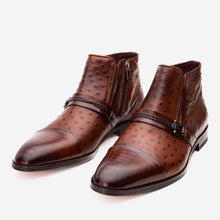 Load image into Gallery viewer, The Dallas Tan Leather Bit Ankle Zip-Up Dress Men Boot