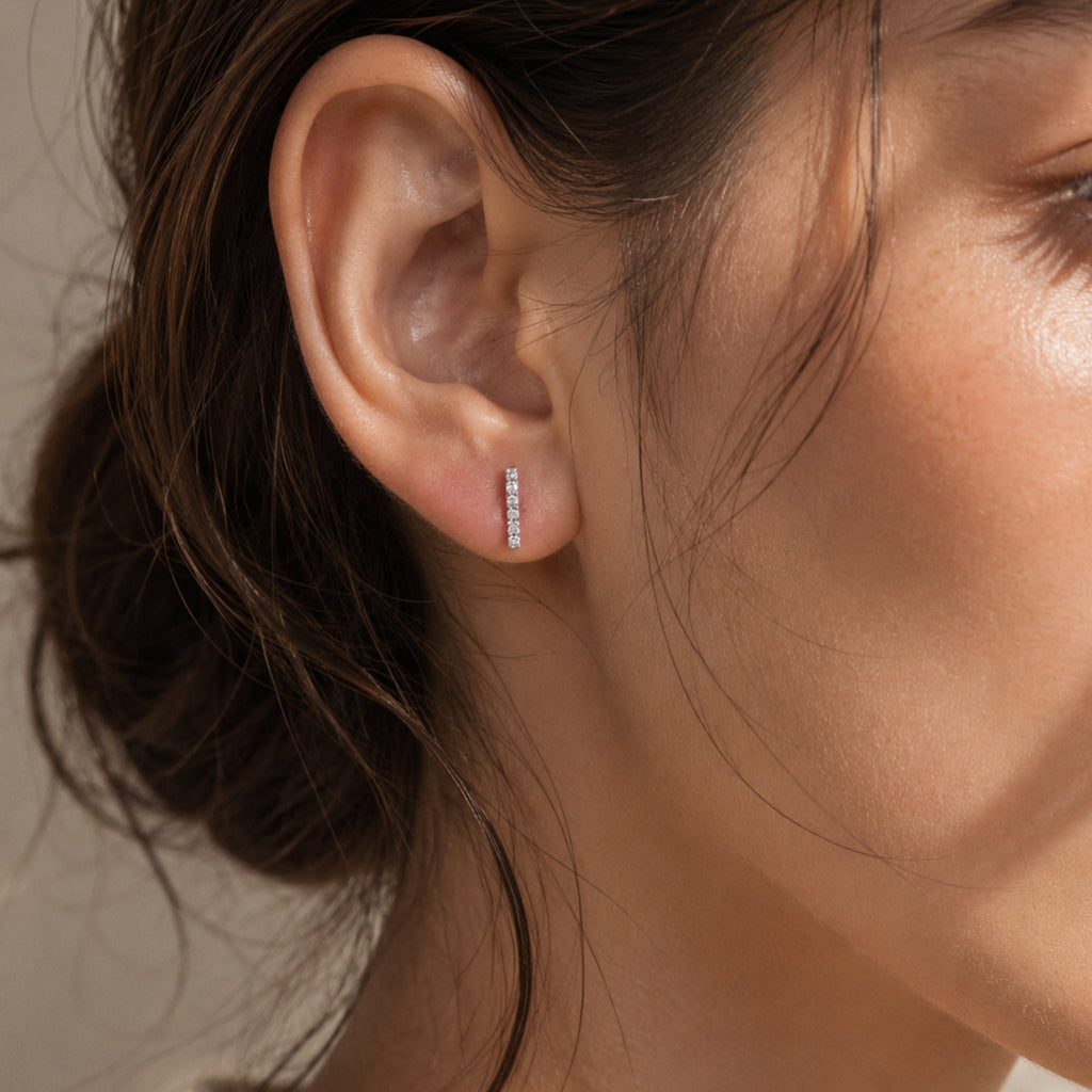 Rhinestone Diamond Bar stud earrings