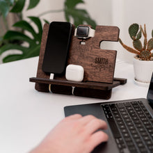 Load image into Gallery viewer, Wooden Docking Station – Personalized Gift for Him