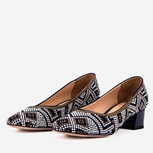 Load image into Gallery viewer, The Nampula Navy Crystal-Embellished Leather Women Pump