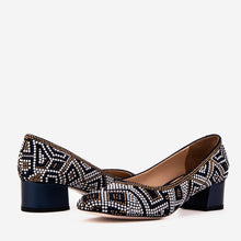 Load image into Gallery viewer, The Nampula Navy Crystal-Embellished Leather Women Pump