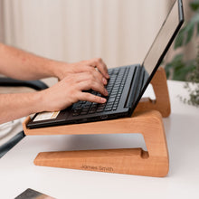 Load image into Gallery viewer, Dual Wooden Laptop Dock – Solid Wood