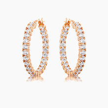 Load image into Gallery viewer, Rose Gold Plated CZ Hoop Earrings