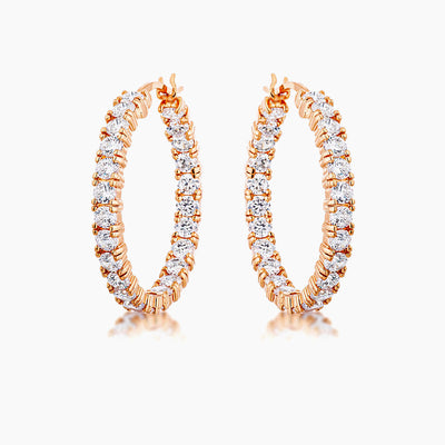 Rose Gold Plated CZ Hoop Earrings