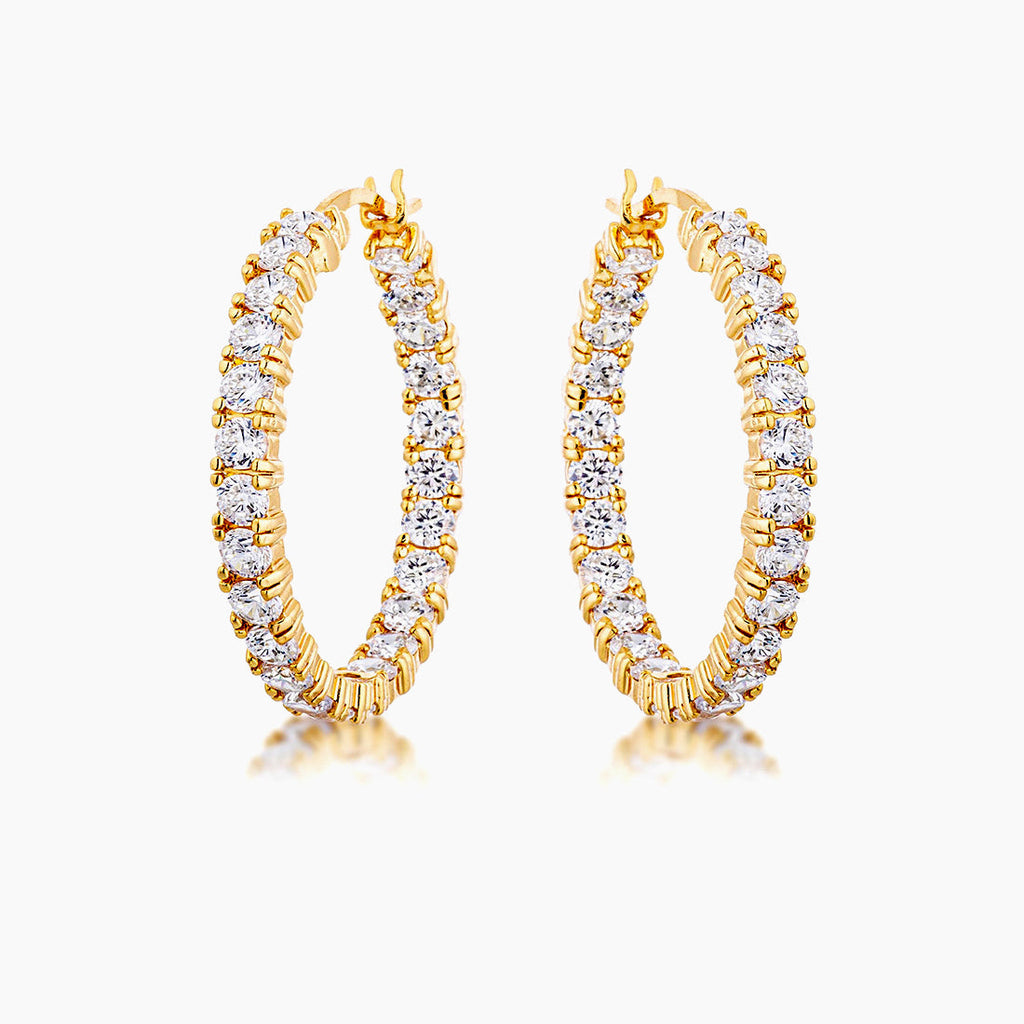 18k Gold Plated Eternity Hoop Earrings