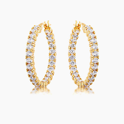 18k Gold Plated Eternity Hoop Earrings