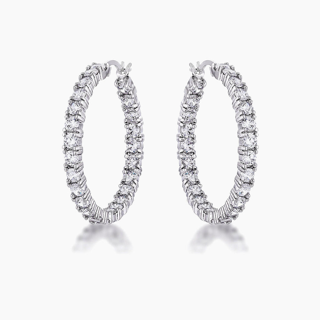 Kinsey 4.8ct CZ White Gold Rhodium Hoop Earrings