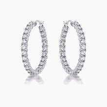 Load image into Gallery viewer, Kinsey 4.8ct CZ White Gold Rhodium Hoop Earrings