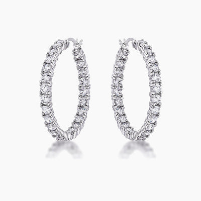 Kinsey 4.8ct CZ White Gold Rhodium Hoop Earrings