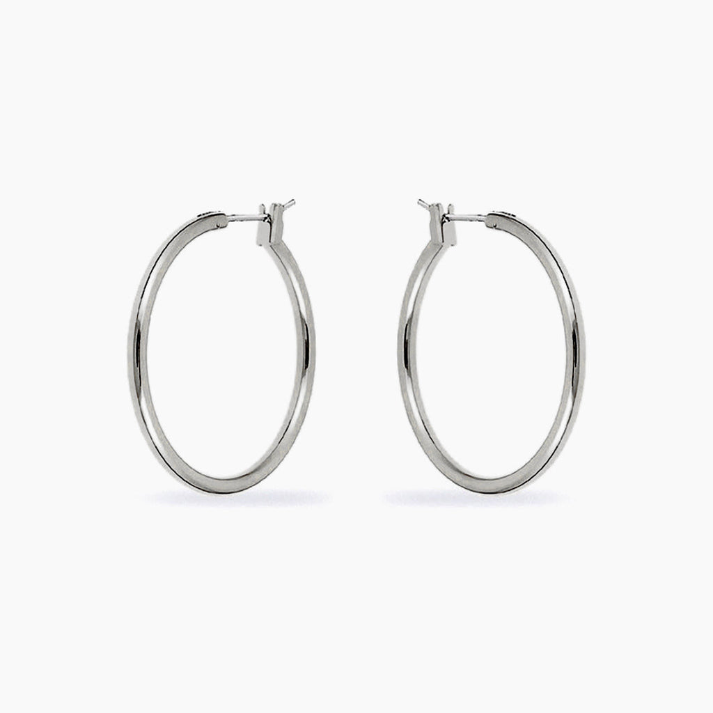 Yasmin White Gold Rhodium Medium Hoop Earrings