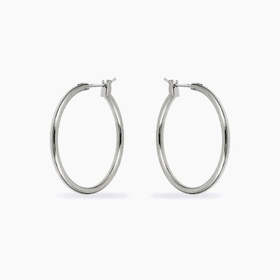 Yasmin White Gold Rhodium Medium Hoop Earrings