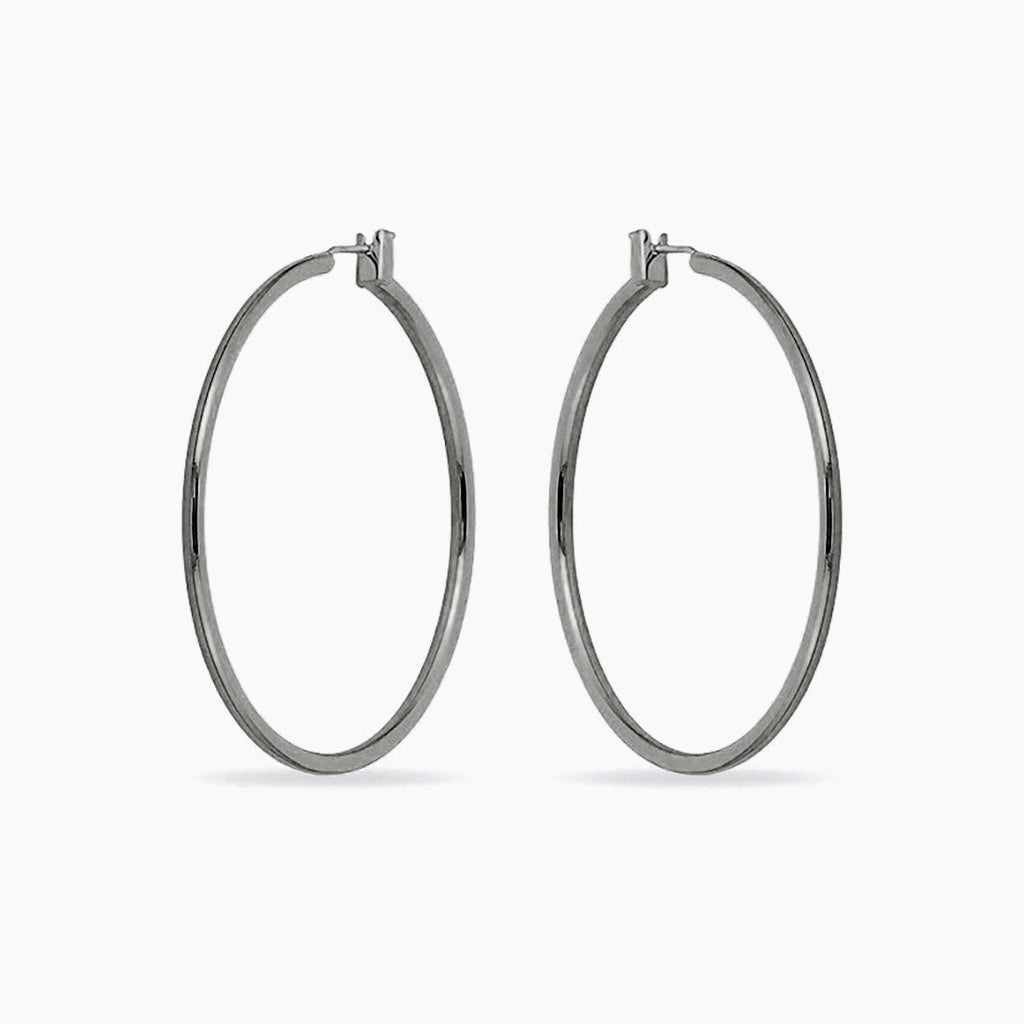 Yasmin White Gold Rhodium Large Hoop Earrings