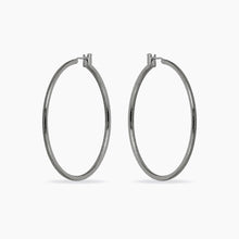 Load image into Gallery viewer, Yasmin White Gold Rhodium Large Hoop Earrings