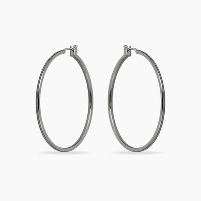 Yasmin White Gold Rhodium Large Hoop Earrings
