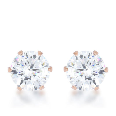 Reign 3.4ct CZ Rose Gold Stainless Steel Stud Earrings