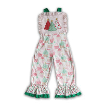 Load image into Gallery viewer, Christmas tree print girls overalls