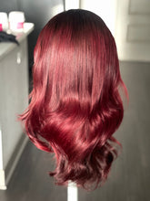 Load image into Gallery viewer, 4 By 4 Loose Wavy Closure Wig (100% Human Hair) 18 Inches Wine Color
