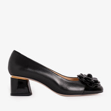 Load image into Gallery viewer, The Diva Black Leather Cap Toe Block Heel Pump Women Shoe