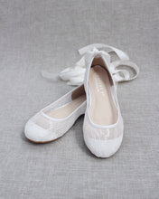 Load image into Gallery viewer, White New Lace Ballerina Flats with Ballerina Lace Up