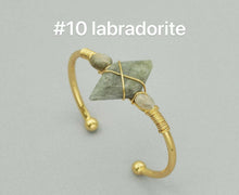 Load image into Gallery viewer, Natural Gemstone Wire Wrapped Gold Cuff Bracelet, SKU#LY26
