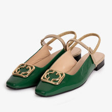 Load image into Gallery viewer, The Rosalinda Green Patent Leather Women Flat Slingback Sandal