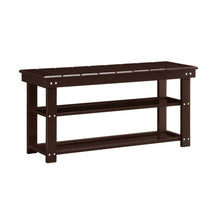 Load image into Gallery viewer, Espresso Brown Wood 2-Shelf Shoe Rack Storage Bench For Entryway or Closet