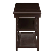 Load image into Gallery viewer, Espresso Brown Wood 2-Shelf Shoe Rack Storage Bench For Entryway or Closet