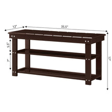 Load image into Gallery viewer, Espresso Brown Wood 2-Shelf Shoe Rack Storage Bench For Entryway or Closet