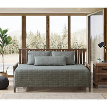 Load image into Gallery viewer, Lightweight Dark Green Brick Fish Pattern 4 Piece Cotton Daybed Cover Set